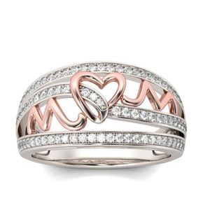 3/$15 Silver Plated & Rose Gold Mom Ring sz 6